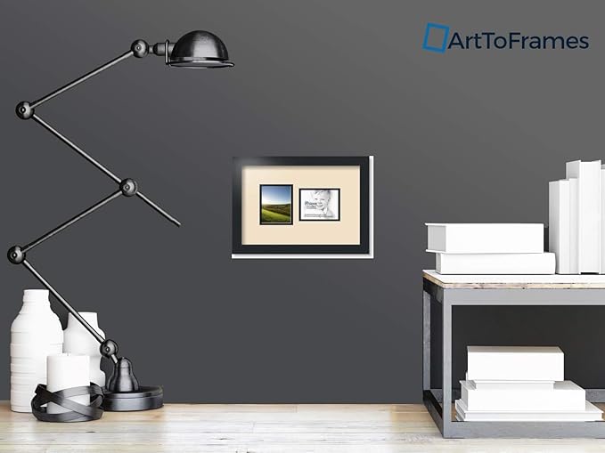 ArtToFrames Double-Multimat-104-783/89-FRBW26079 Collage Photo Frame Double Mat with 2-4x5 Openings and Satin Black Frame