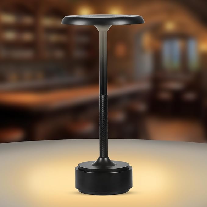5200mAh Rechargeable Cordless LED Table Lamps Touch Sensor Light, 3-Levels Portable Dimming Wireless Battery Operated Lamp,Night Light/Restaurant Table/Outdoor/Coffee/Bar (Black)