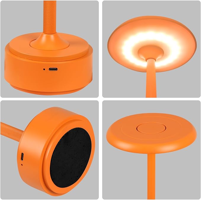 5200mAh Rechargeable Cordless LED Table Lamps Touch Sensor Light, 3-Levels Portable Dimming Wireless Battery Operated Lamp,Night Light/Restaurant Table/Outdoor/Coffee/Bar (Orange)