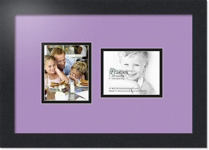 ArtToFrames Double-Multimat-104-805/89-FRBW26079 Collage Photo Frame Double Mat with 2-4x5 Openings and Satin Black Frame