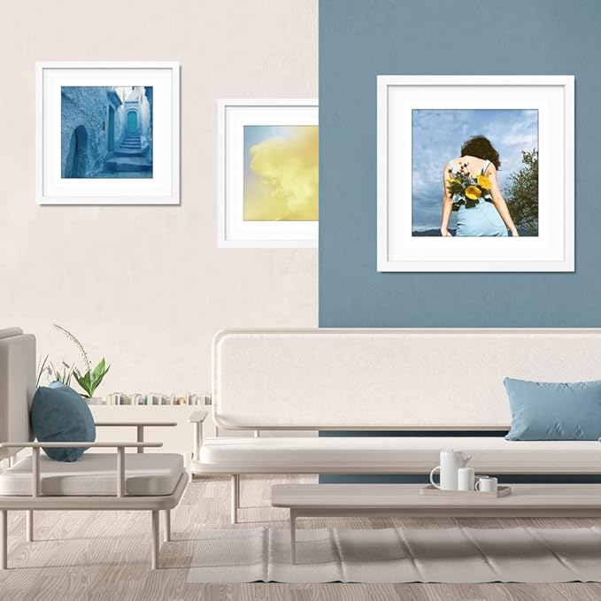 THREELOVE 22x22 Frame White, Display Picture 18x18 with mat or 22x22 Without mat, Photo Poster Picture Frame Wall Mounting Home Decor, 3 PCS