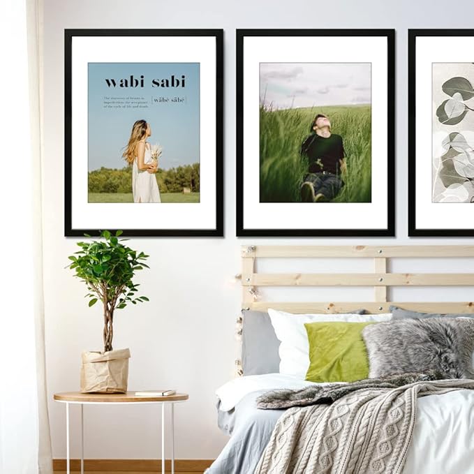 THREELOVE 18x24 Frame Black, Display 16x20 Picture with Mat or 18x24 Without Mat, Photo Poster Frame Wall Mounting, Set of 3