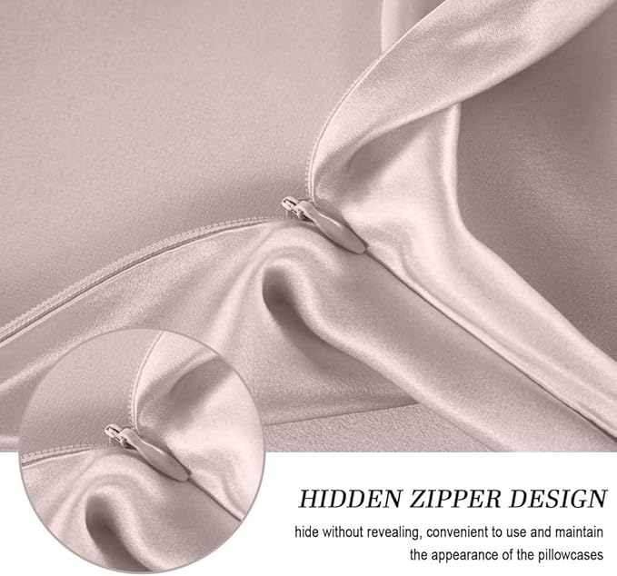 100% Mulberry Silk Pillowcases Set of 2 for Hair and Skin and Super Soft and Breathable King Size Nature Silk Pillowcases (King, Apricot Gray)