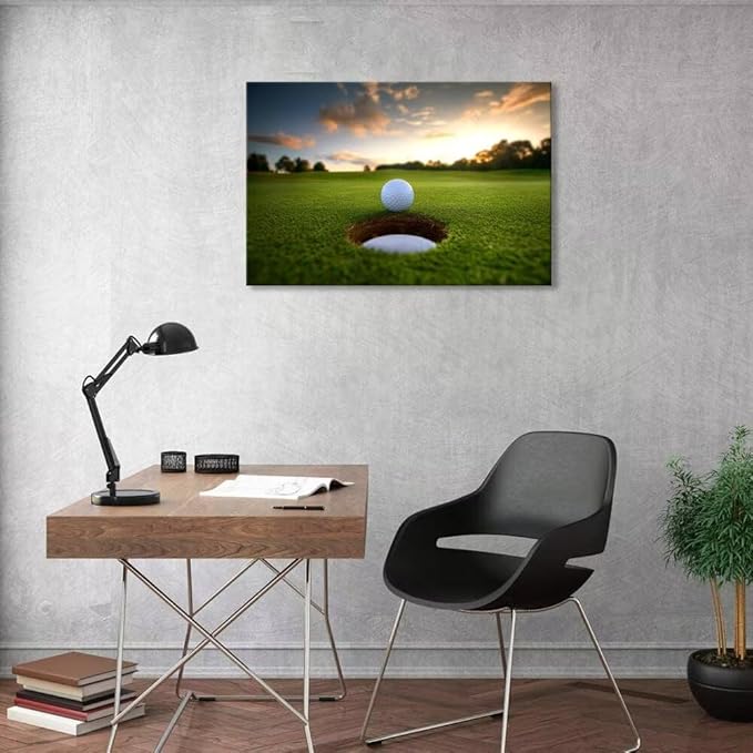 chenchenArt Golf Wall Art for Living Room Bedroom Home Decorations Golf Ball Picture Poster Canvas Prints Modern Artwork Framed Ready to Hang(28''H x 44''W)