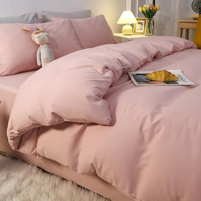 CLOTHKNOW Pink Queen Comforter Set Dusty Rose Bedding Comforter Sets Women Girls Comforter Blush Comforter Mauve Queen Size Comforter Sets