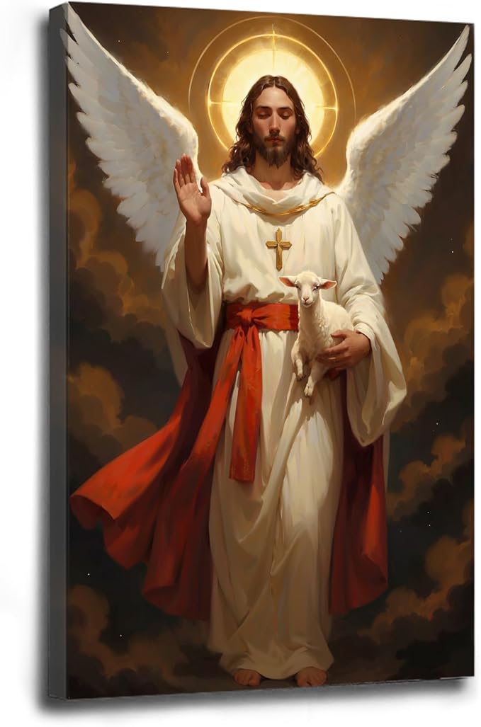 Christian Wall Art Print, Religious Scripture Biblical Decor, Faith-Based Inspirational Landscape with Cross, Digital Printed Canvas Poster for Church, Home Chapel, Prayer Room Decor