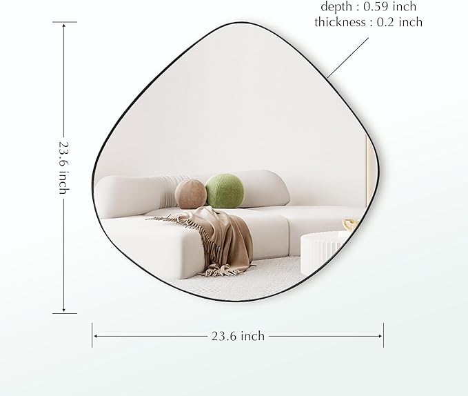Irregular Wall Mirror Matel Matte Black Framed Wall Mirror for Living Room Bedroom Bathroom Entryway Wall Decor 24" L x 24" W ELE-004B