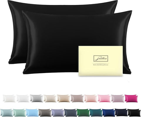 Silk Pillowcase for Hair and Skin,Soft,Breathable and Sliky 100% Silk Pillowcases King Set of 2,Both Sides Natural Mulberry Silk Pillow Cases with Hidden Zipper(King Size 20"X 36",2pcs)