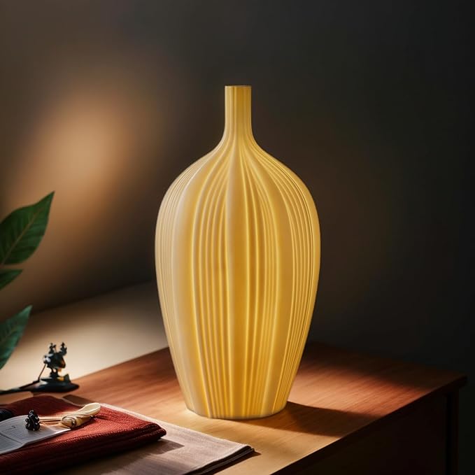 RONDURE 13.9" Modern Ceramic Table Lamp, Modern Bedside Lamps for Bedroom, Living Room and Nightstand, White Translucent Ceramic Shade, Warm Ambient Lighting, Home Decor