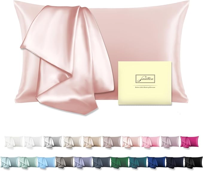 Mulberry Silk Pillow Cases Standard Size Silk Pillowcase with Zipper Soft Breathable Smooth Cooling Satin Silk Pillow Covers for Sleeping for Hair and Skin (Coral,20"X 26",1Pcs)