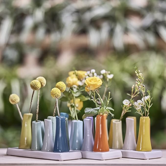 Chive - Pooley 2, Ceramic Flower Vase, 8-Tube Shape (Orange)