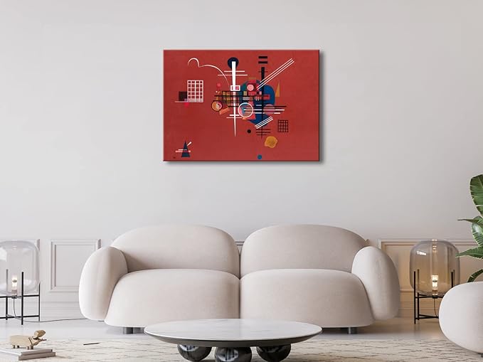 Wieco Art Canvas Prints Dull Red,1927 by Wassily Kandinsky Classic Abstract Art Famous Paintings Reproductions Canvas Wall Art for Living Room Home Decor Wall Decorations