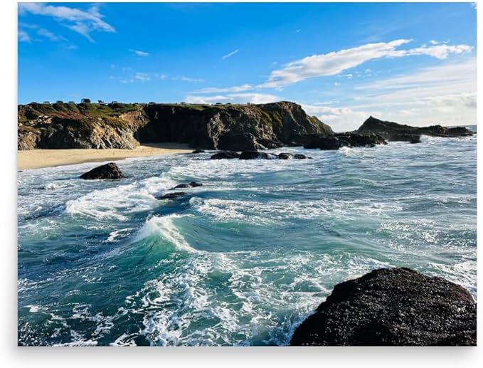 Bodega Bay Coastal Poster – Ocean Photography Wall Art Print – California Nature Landscape – Horizontal Seascape Decor – Picture for Living Room or Bedroom (18x24 inches) - Unframed Poster