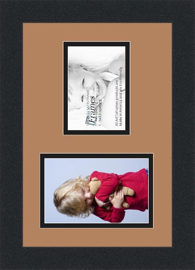 ArtToFrames Collage Photo Frame Double Mat with 1 - 3.5x5^ 4x6 Openings and Satin Black Frame