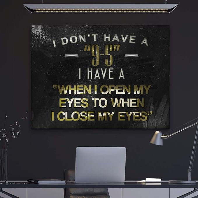 SuccessHunters Hustler Quote Canvas Print 9-5 Motivational Wall Office Decor Modern Art Entrepreners Motivation Entrepreneur Inspirational Hustler Quotes (8 x 8 in)