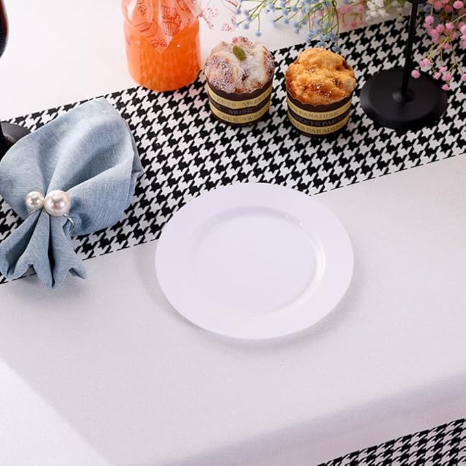 100 Piece Plastic Party Plates White, 50 Premium Heavy Duty 10.25 Inch Dinner Plates and 50 Disposable 7.5 Inch Dessert Appetizer Elegant Fancy Heavy Duty Wedding Plates