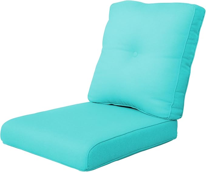 Patio Cushions for Outdoor Furniture - 22×24 Inches High Back and Deep Seating Outdoor Cushion for Patio Chairs Sofa Couch Loveseat Water Resistant(Teal/1 Set/Button)