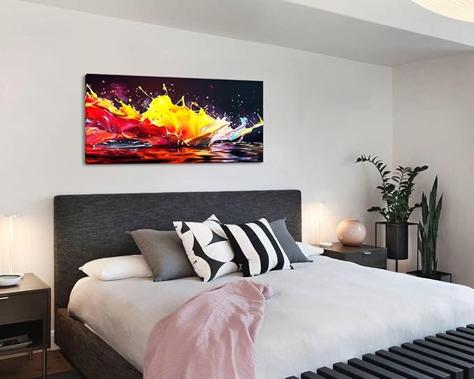 Abstract Splashing of Colorful Paint Wall Art Decor Artwork for Living Room (20x40 Inches)