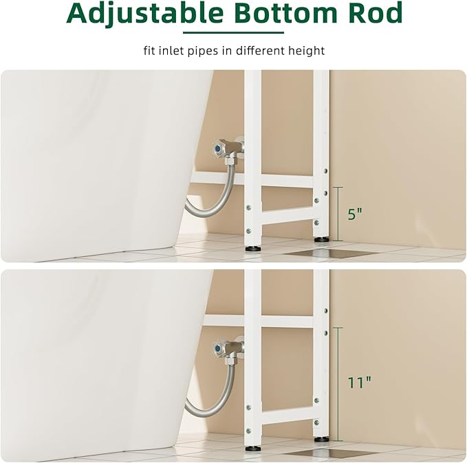OTK Over-The-Toilet Storage, 3 Tier Bathroom Organizer Shelf, Freestanding Space Saver with Toilet Paper Holder, Multifunctional Over The Toilet Rack, White