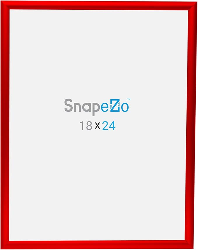 SnapeZo Poster Frame 18x24 Inches, Red 1 Inch Aluminum Profile, Front-Loading Snap Frame, Wall Mounting, Sleek Series