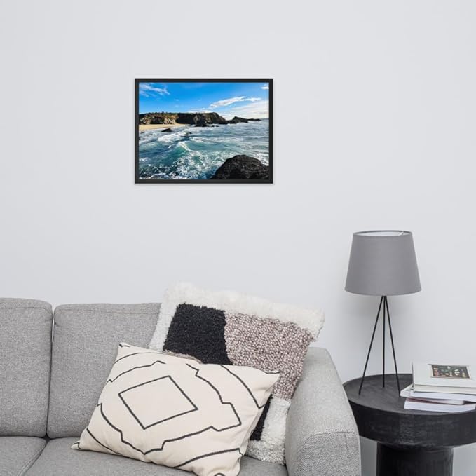 Bodega Bay Coastal Wall Art – Framed Ocean Photography Print – California Nature Landscape Poster – Seascape Decor for Living Room or Bedroom (18x24 inches)- Wooden Framed (Black)