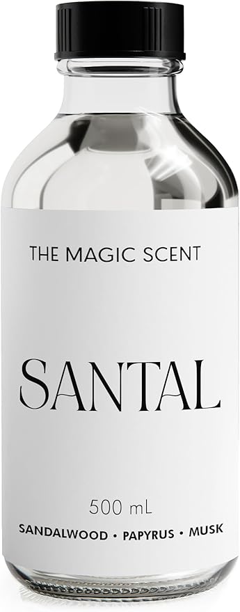 Santal Diffuser Oil - Fragrance Oil Scent - Cold-Air & Ultrasonic Santal Essential Oil - Aroma Diffuser Oils Scents for Home - Sandalwood, Musk & Cardamom - 16.9 fl oz, 500 mL