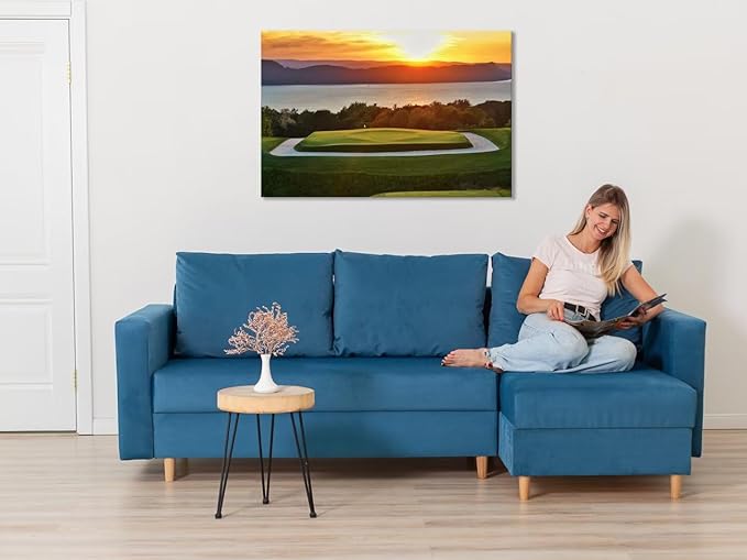 chenchenArt Sleepy Hollow 16 Hole Golf Course Wall Art for Living Room Bedroom Bathroom Home Decorations Sleepy Hollow Golf Course Picture Poster Canvas Prints Framed Ready to Hang(24''H x 36''W)