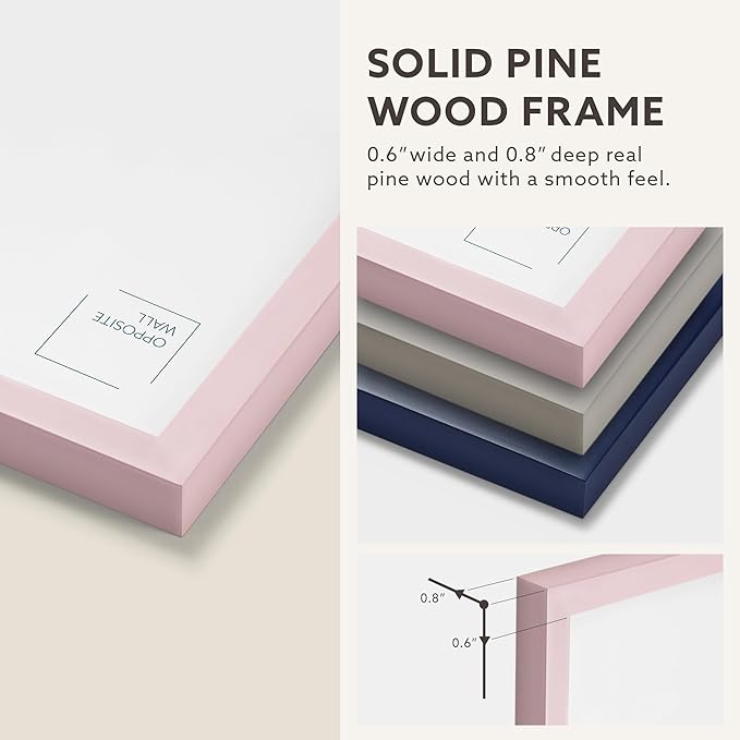 Opposite Wall - 12x16 in - Real Wood Pink Picture Frame - Lightweight, Versatile & Shatterproof - Wall Hanging & Tabletop Photo Frame - Office, Gallery & Home Decor