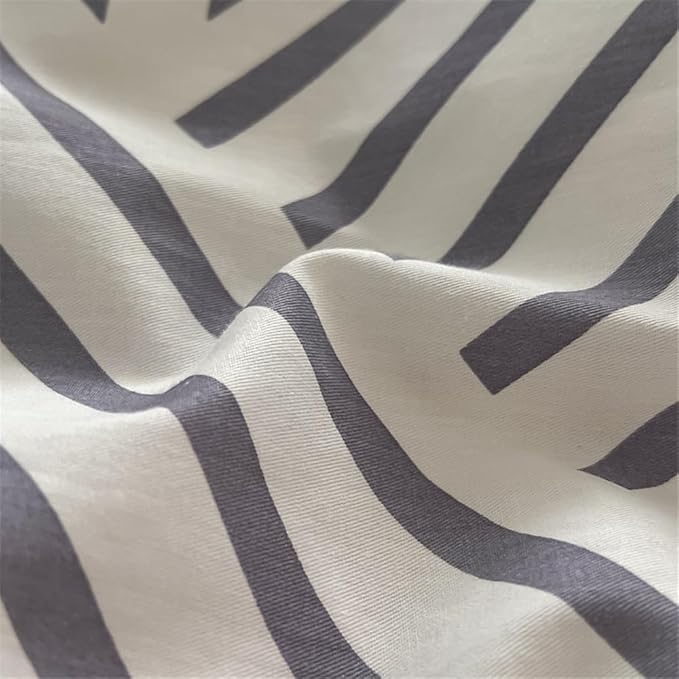 VM VOUGEMARKET Stripes Duvet Cover King,Instagram Style Geometric Duvet Cover with Zipper Ties 100% Cotton Modern Fashion Bedding Set for Men Women-King,Gray Stripes