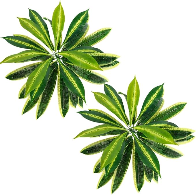 Melorca&Guilla Artificial Ferns for Outdoors,2PCS 35" Diam 30 Leaves Large Fake Ferns,Faux Ferns Outdoor for Shop Garden Office Porch Windowsill Entrance Home Décor
