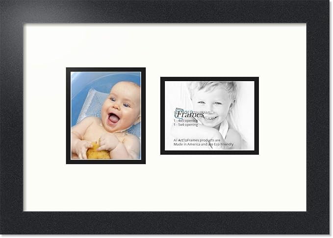 Art to Frames Double-Multimat-104-754/89-FRBW26079 Collage Photo Frame Double Mat with 2 - 4x5 Openings and Satin Black Frame