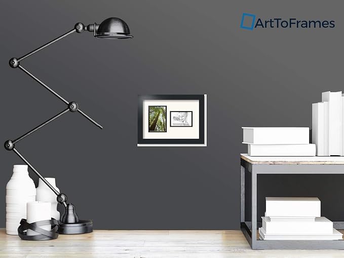 ArtToFrames Collage Photo Frame Double Mat with 1 - 3.5x5, 4x6 Openings and Satin Black Frame