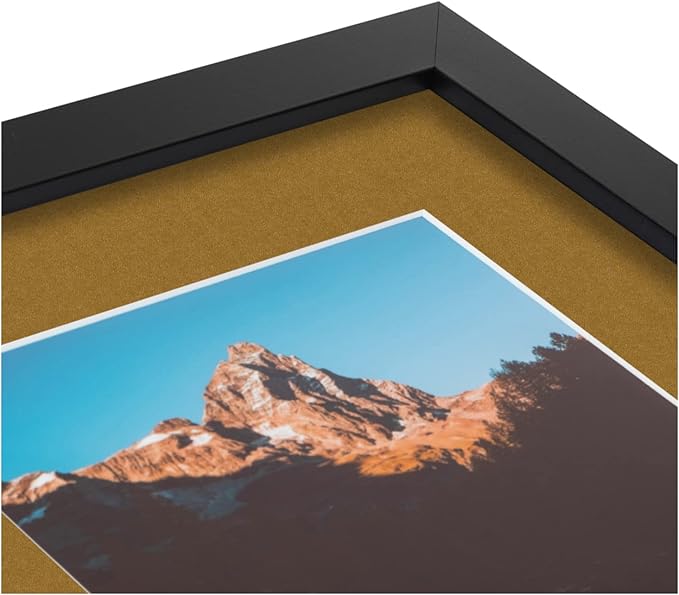 ArtToFrames Collage Photo Frame Double Mat with 2-5x7 inch Openings with Black Frame and El Dorado Top Mat