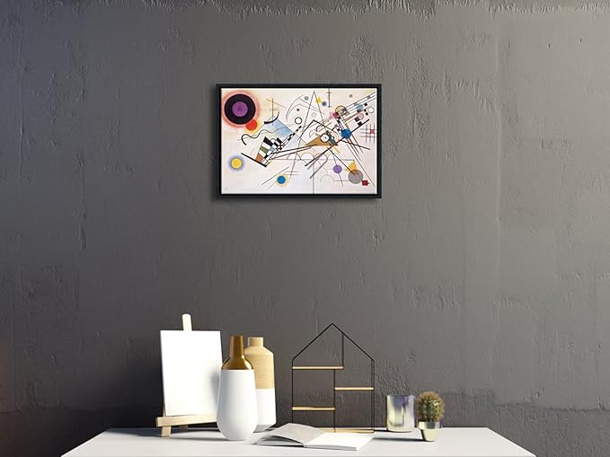 Wieco Art Framed Canvas Wall Art Wassily Kandinsky Composition VIII Picture Print of Abstract Famous Paintings Canvas Prints for Living Room Home Decor Wall Decorations