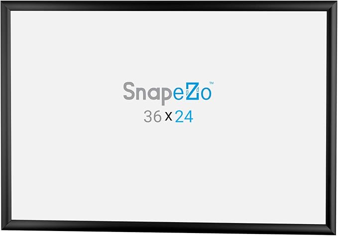 SnapeZo 2-Pack 24x36 Inches Black Poster Frames, Front-Loading Snap Frame, 1" Aluminum Profile, Wall Mounted