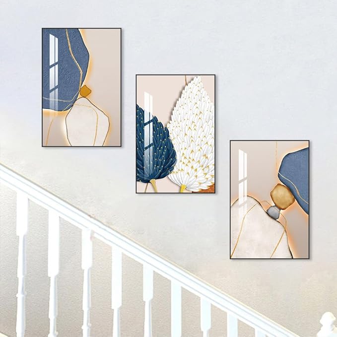 Wall Art Set of 3 Frames Canvas Wall art Decor Abstract Minimalism Natural Style Art Mural Posters & Prints, large Size Wall Art Aesthetics Living room Bedroom Kitchen Office (28 "X 20" X 3 pieces)