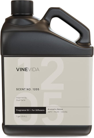 VINEVIDA [Gallon (128 Fl Oz)] Scent NO. 1205 Fragrance Oil for Cold Air Diffusers, Aromatic Notes of Dark Musk Oud Wood, Essential Oils for Diffuser Oil Refill & Air Freshener Room Spray