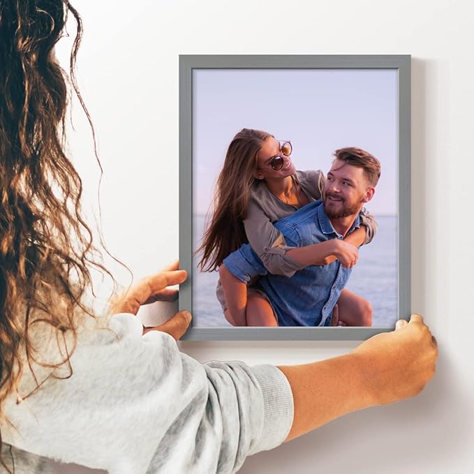 Renditions Gallery 11X14 Custom Photo Prints with Real Wood Picture Frames. Create Personalized Photos with Peel & Stick Photo Frames. Single, Gray Frame