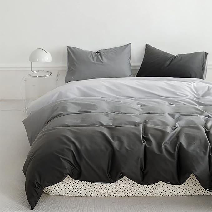 Luxlovery Grey and Black Gradient Comforter Set King Dark Grey Bedding Set Men Women Minimalist Bedding Set Soft Breathable Blanket Quilts Modern Gradient Comforter Set