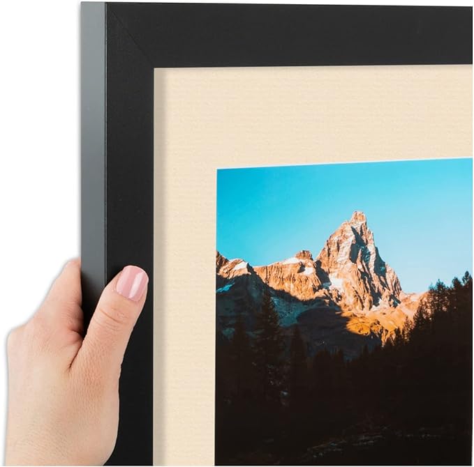 ArtToFrames Double-Multimat-106-783/89-FRBW26079 Collage Photo Frame Double Mat with 2-5x7 Openings and Satin Black Frame