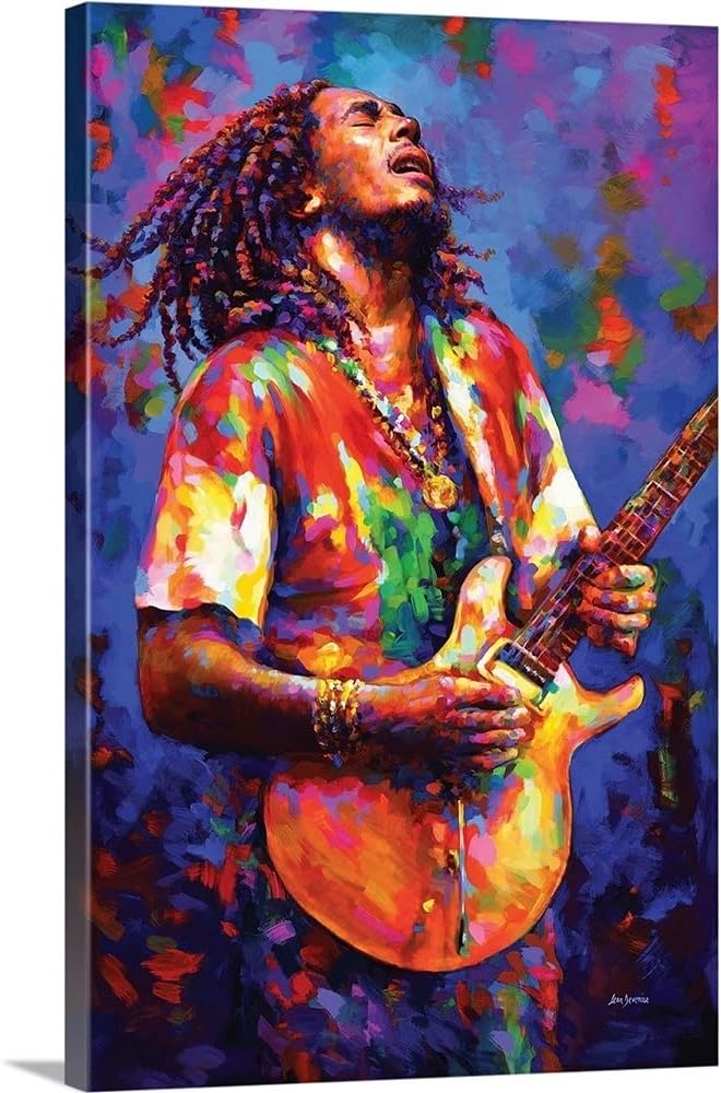 CANVAS ON DEMAND Bob Marley Canvas Wall Art Print by Leon Devenice, Figurative, Home Decor, Celebrity Artwork, 12" x18in
