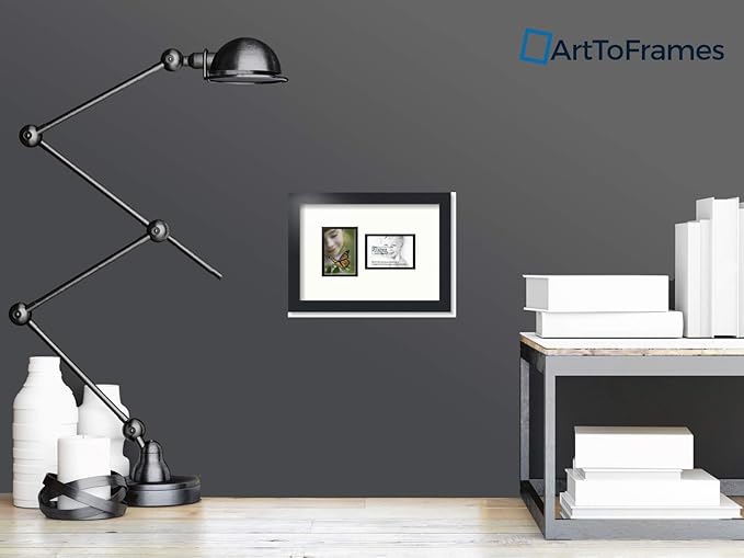 ArtToFrames Collage Photo Frame Double Mat with 2 - 3.5x5 Openings and Satin Black Frame