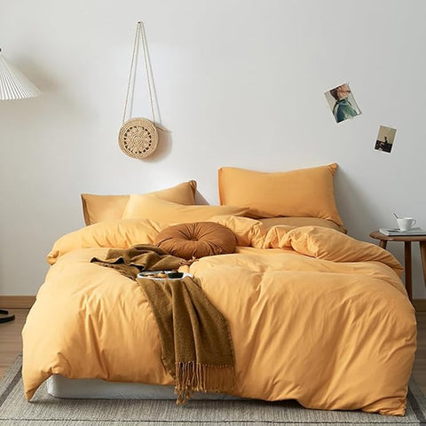 CLOTHKNOW Mustard Yellow California King Comforter Set 3Pcs Dark Yellow Bedding Comforter Sets All Season Soft Turmeric Comforter with 2 Pillow Cases