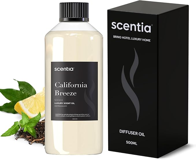 Hotel Diffuser Oil Inspired by The Delano Beach Club Hotel Scent - 500 mL 16.9 fl oz - Essential Oil Blend Orange, Green Tea & Jasmine for Aromatherapy Diffusers - California Breeze