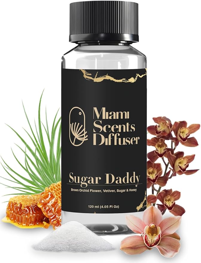Sugar Daddy Scent by Cheval Blanc Paris Hotel 4 FlOz - 120ml Essential Oils Aroma for Home Office Diffuser Luxury Fragance Refill Aromatherapy Fresh Blend of Brown Orchid Flower, Vetiver Sugar & Honey