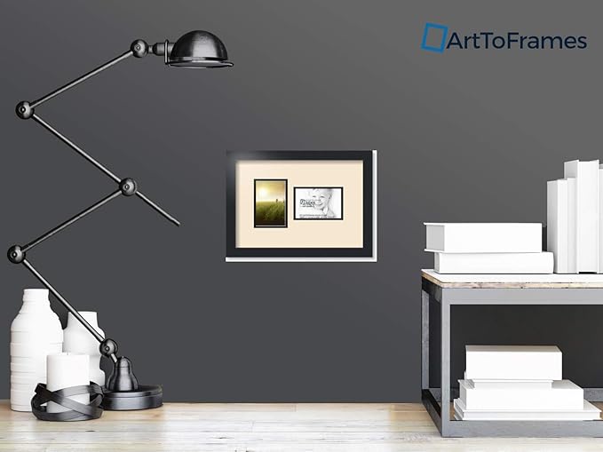 ArtToFrames Double-Multimat-102-825/89-FRBW26079 Collage Photo Frame Double Mat with 2-4x6 Openings and Satin Black Frame