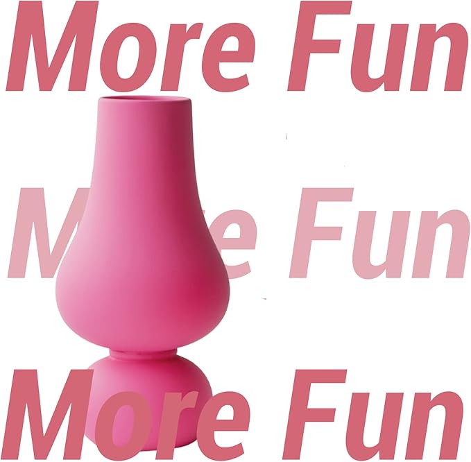 BLOFLO Hot Pink Ceramic Vase, Colorful Ceramic Vase, Modern Dried Flower Vases, Pink Round Vase for Centerpieces Wedding Dinner Table Party Office, Housewarming Gift (2 Layers Pink)