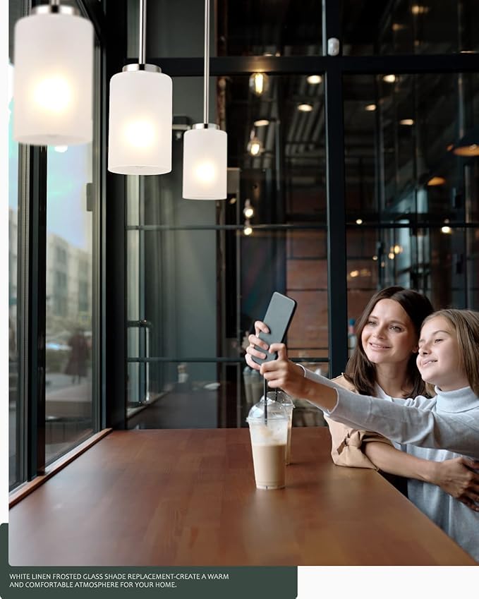1-Light Mini Pendant Light Fixtures, Industrial Chandelier Hanging Ceiling Lights with Opal White Shade, Adjustable Height, Brushed Nickel Pendant Lighting, 5 Pack