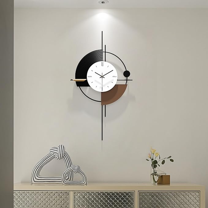 Modern Wall Clock for Living Room,Large Decorative Wall Clock,Digital Creative Silent Clock Battery Operated for Kitchen/Entryway/Bedroom/Office/Dinning Room Metal Wall Decor 18"X31"