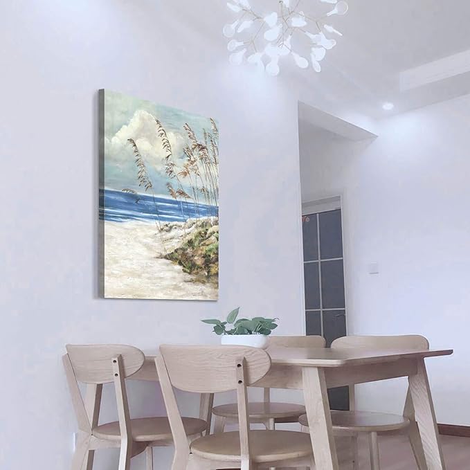 ARTISTIC PATH Abstract Beach Canvas Wall Art: Seaside Artwork Hand Painted Painting Picture for Wall (24" W x 36" H,Multi-Sized)